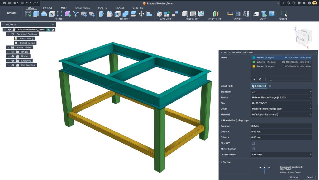 Structural Member dialog